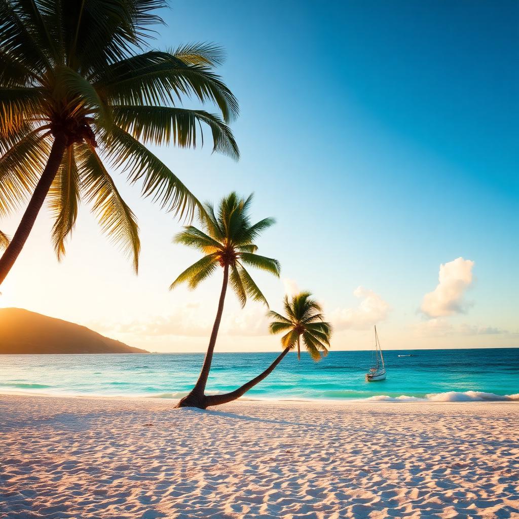 Plage des Salines en Martinique avec cocotiers et eau turquoise en février