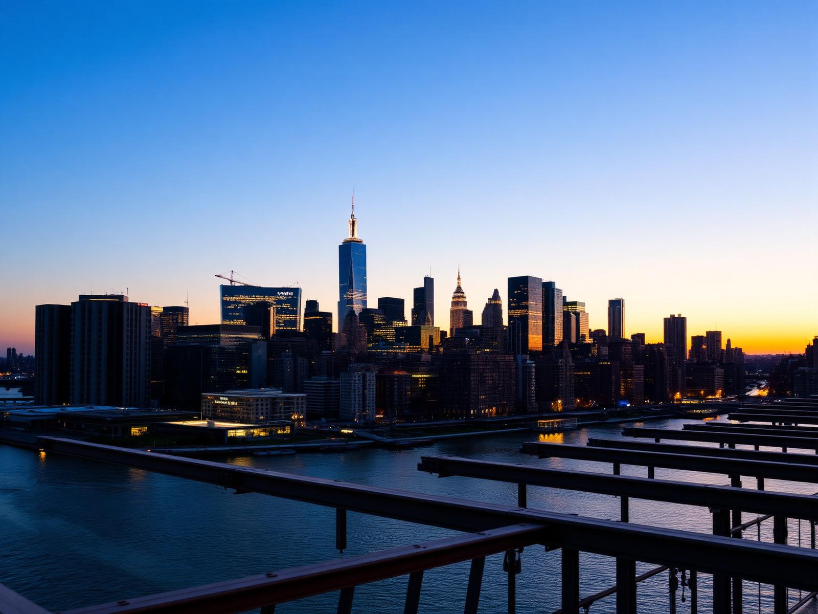 Silhouette de Manhattan vue depuis Brooklyn à New York