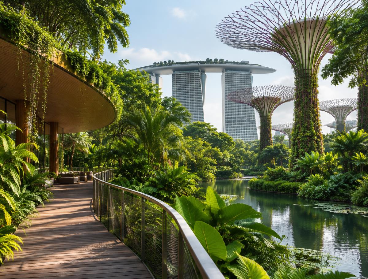 Jardin tropical contemporain au cœur de Singapour